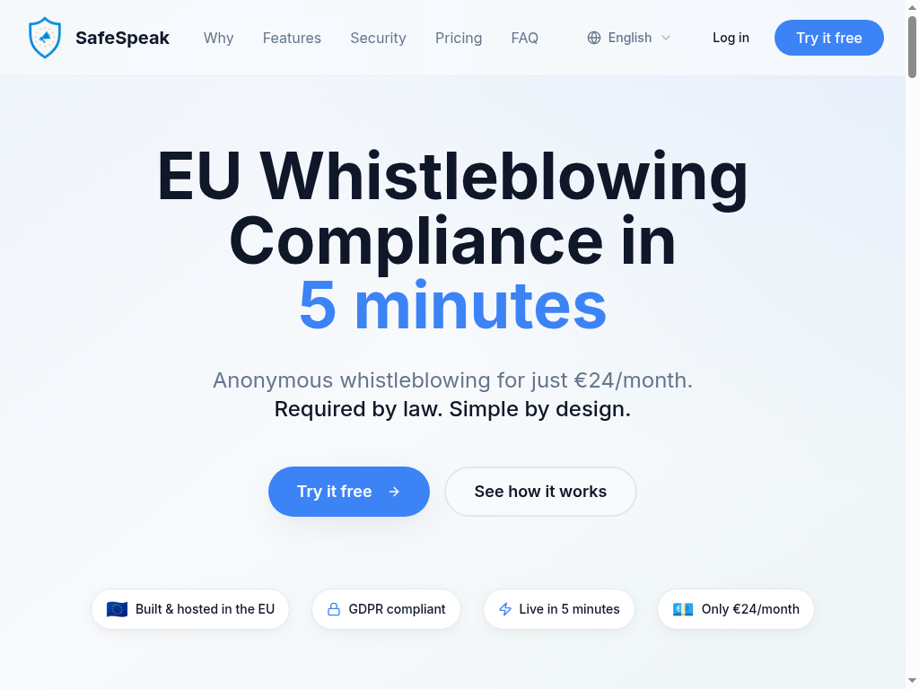 safespeak.eu homepage screenshot